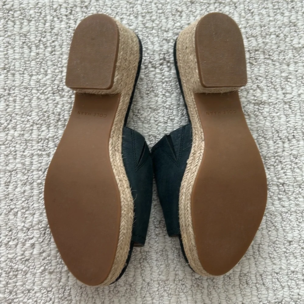 Cole Haan Black Espadrille Slide Sandals